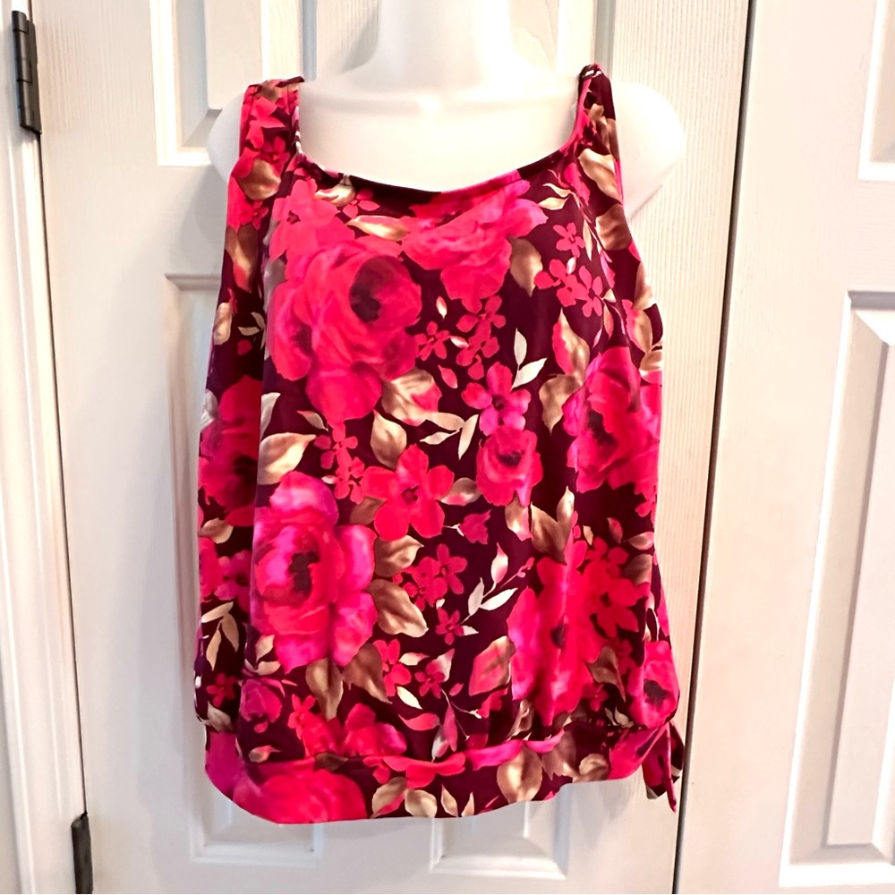 Floral Banded Blouson Tankini Top by Maxine of Hollywood